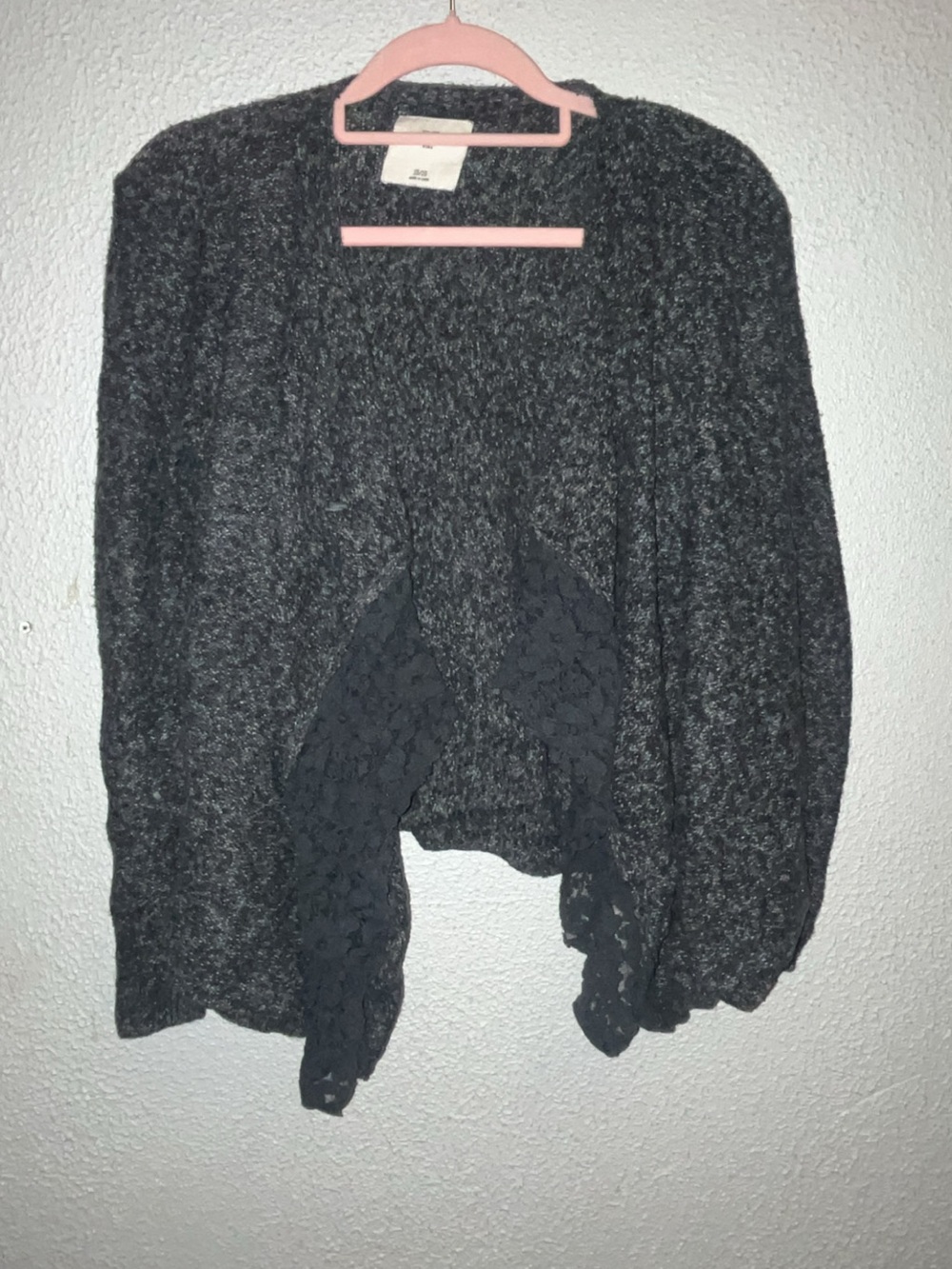 Abercrombie & Fitch Dark Gray Girls Lace-Trim Open Cardigan